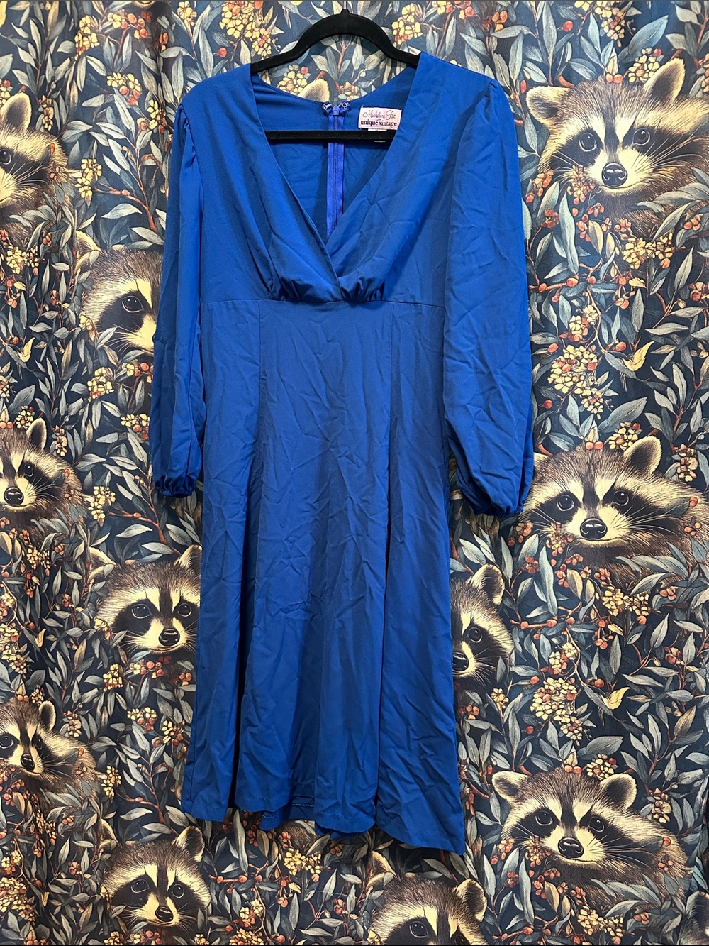 MICHELINE PITT FOR UNIQUE VINTAGE ROYAL BLUE PRIS SWING DRESS MEDIUM M